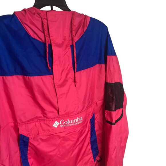 Columbia Jacket Mens XL Pink Blue Hooded Anorak Windbreaker Pullover KX0490 - Picture 11 of 14